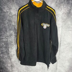 Pittsbugh Steelers Jacket Men Large Black Fleece‎ 1/4 Zip Mockneck NFL Football